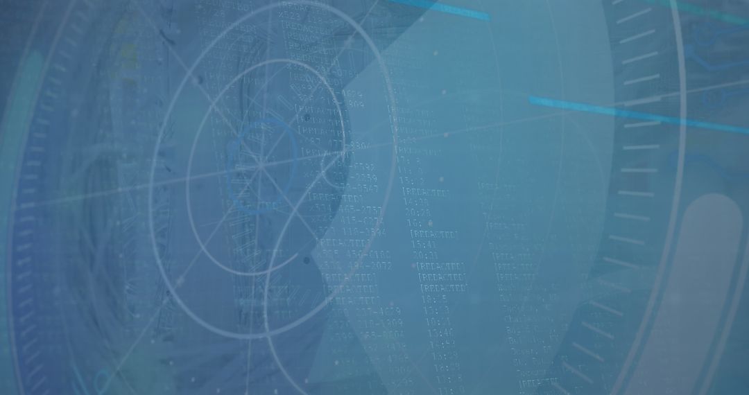Futuristic digital interface with radar elements and data visualization