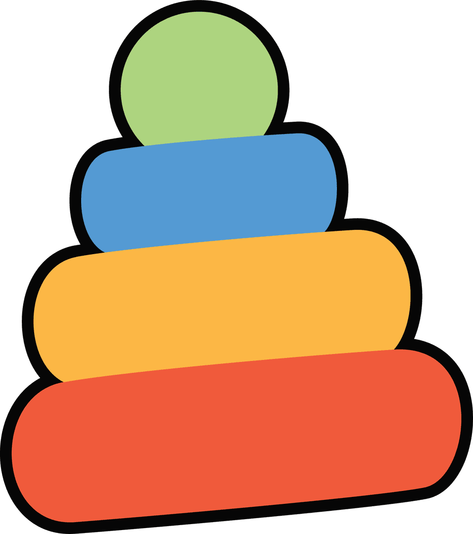 Colorful Stacking Toy Shapes on Transparent Background