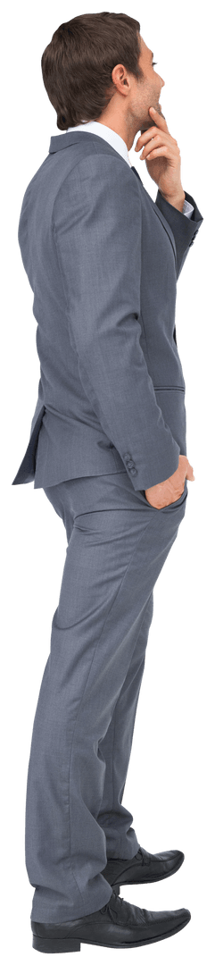Confident Businessman Thinking on Transparent Background