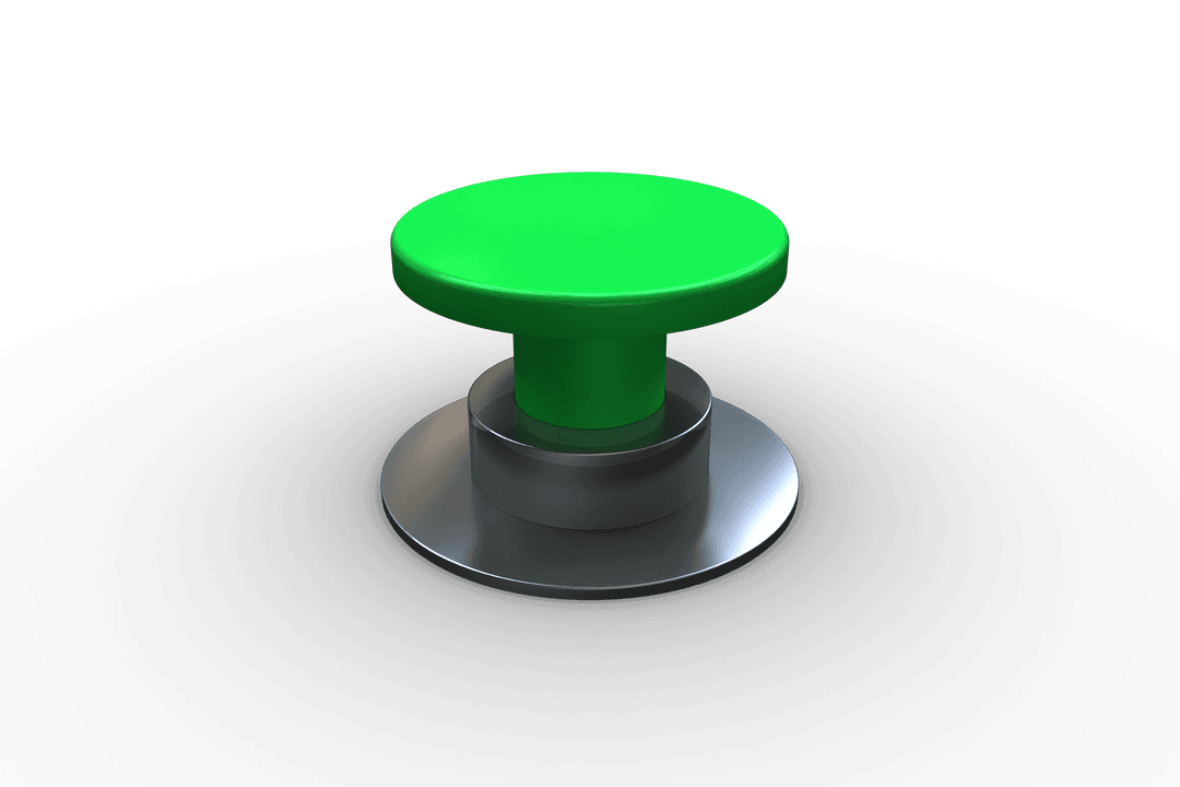 Green Button Illustration on Transparent Background for Industry Design