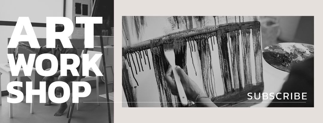 Art Workshop Banner with Painters in Creative Studio