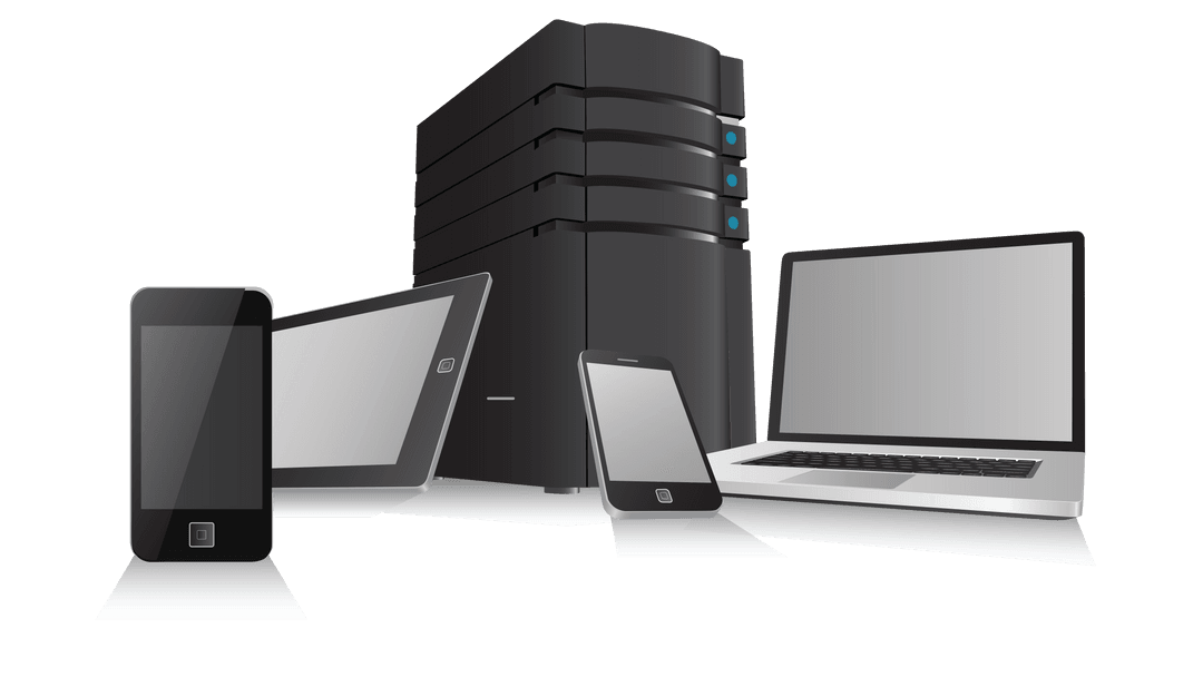 Transparent Digital Illustration of Modern Electronic Devices