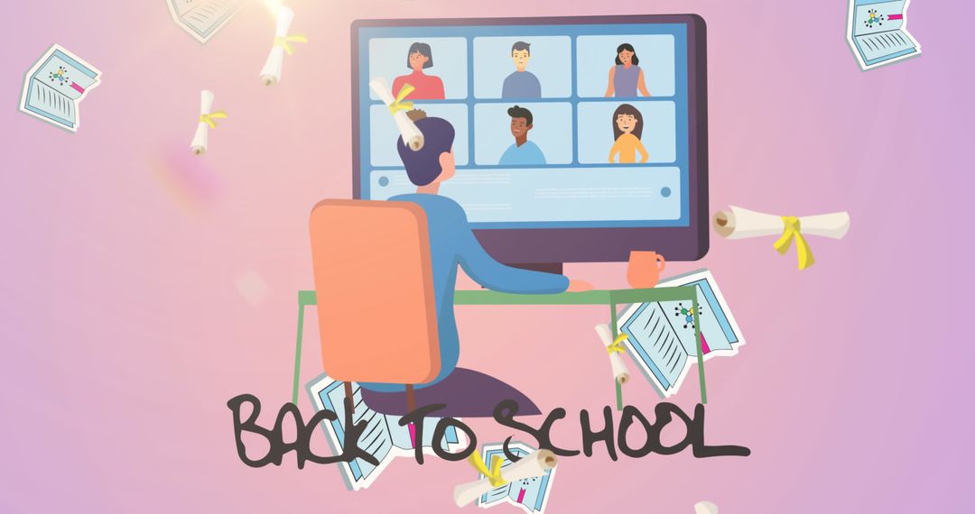 Digital Back to School Concept Illustration
