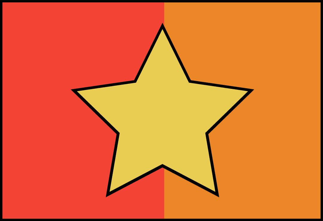 Bright Yellow Star on Vibrant Red and Orange Background