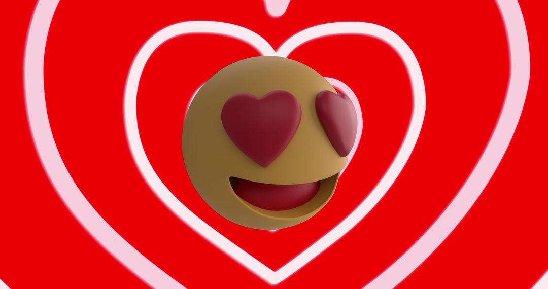 Smiling Heart-Eyes Emoji with Red Heart Background Illustration