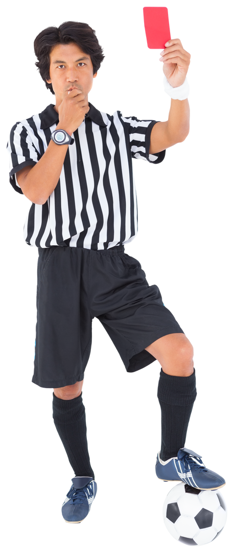 Transparent referee holding red card lifting whistle showing discipline - Download Free Stock Images Pikwizard.com