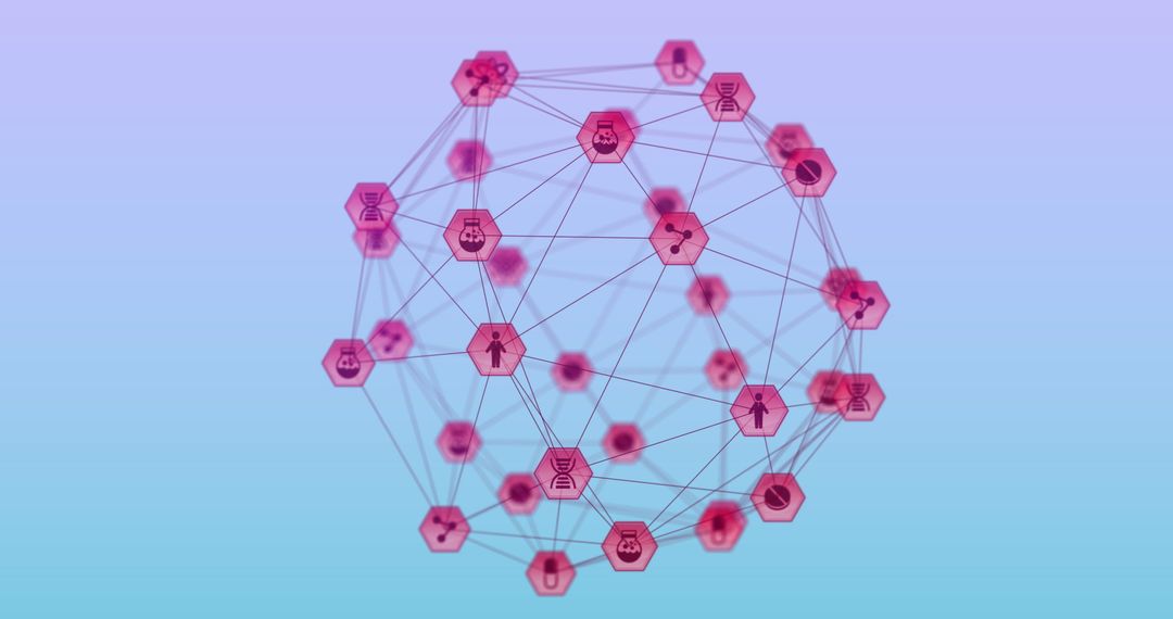 Global Network Concept with Science and Communication Icons