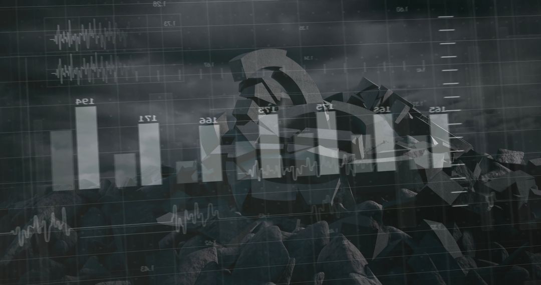 Futuristic Digital Analytics on Industrial Ruin Background