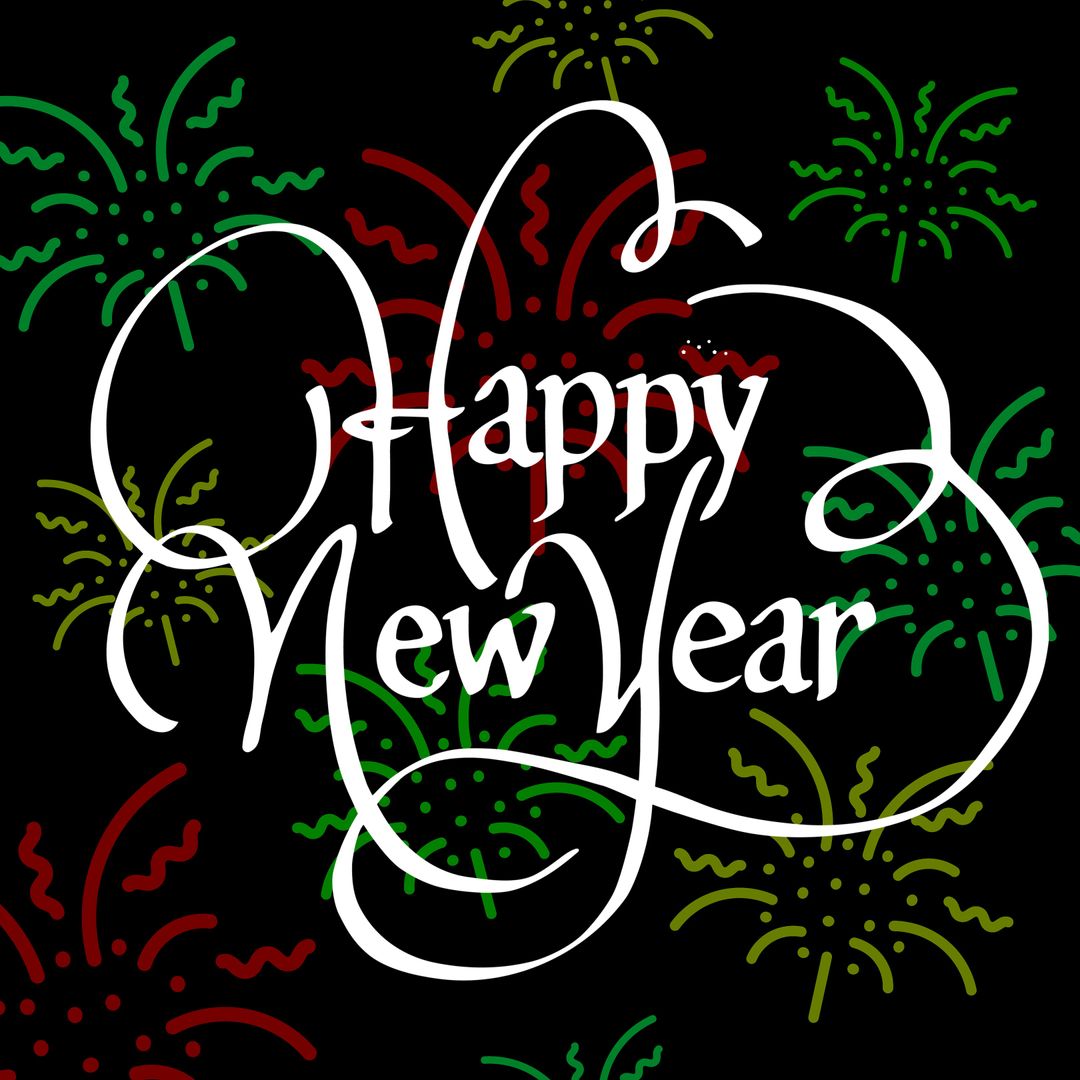 Happy New Year Fireworks with Festive Typography