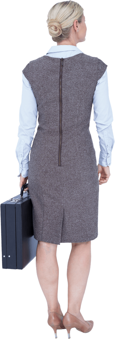 Transparent Businesswoman with Briefcase Walking Away