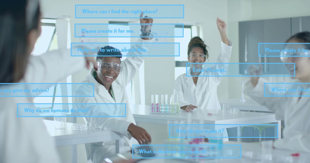 AI Concept Amidst Diverse Students in Laboratory Setting
