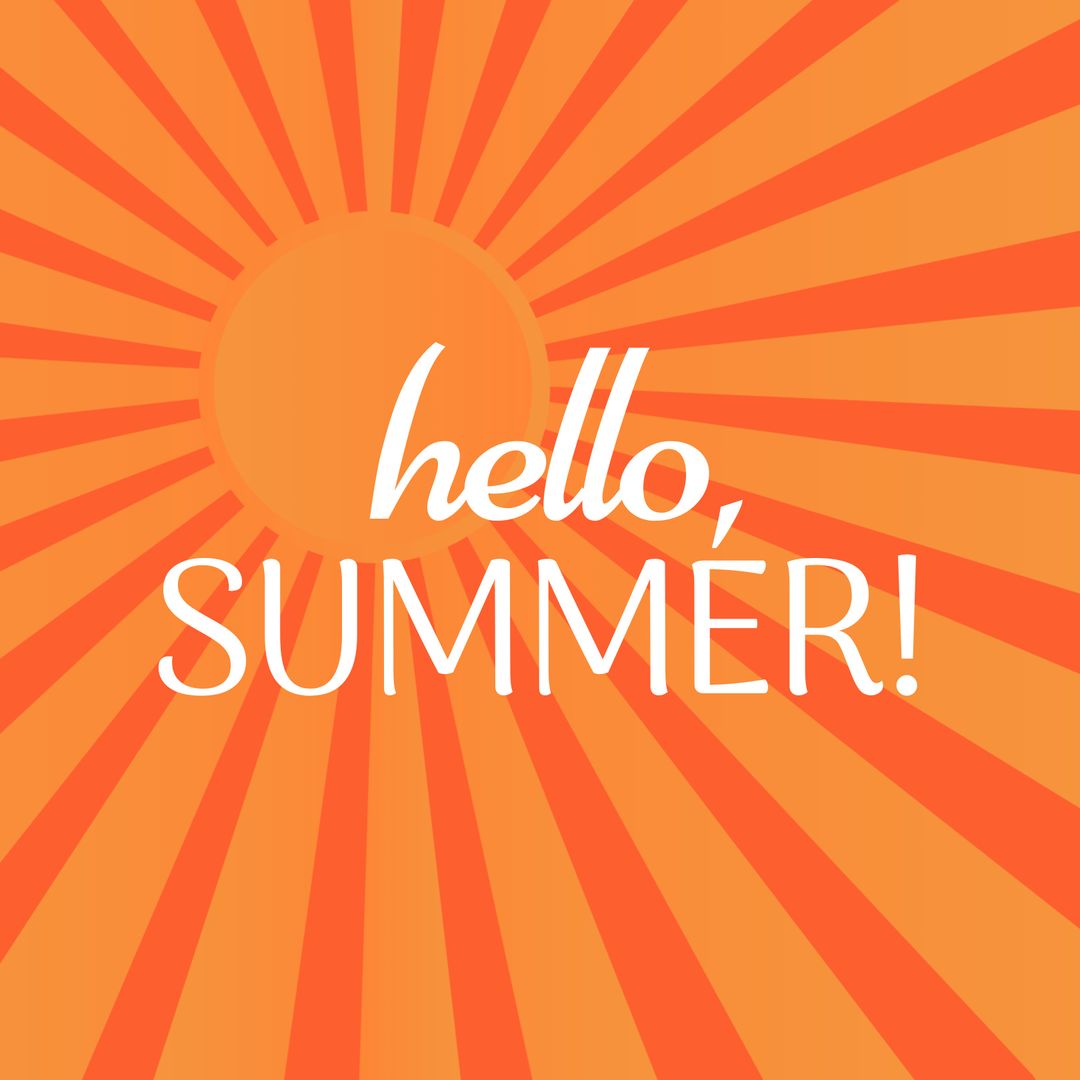 Sunburst Background with Hello Summer Greeting