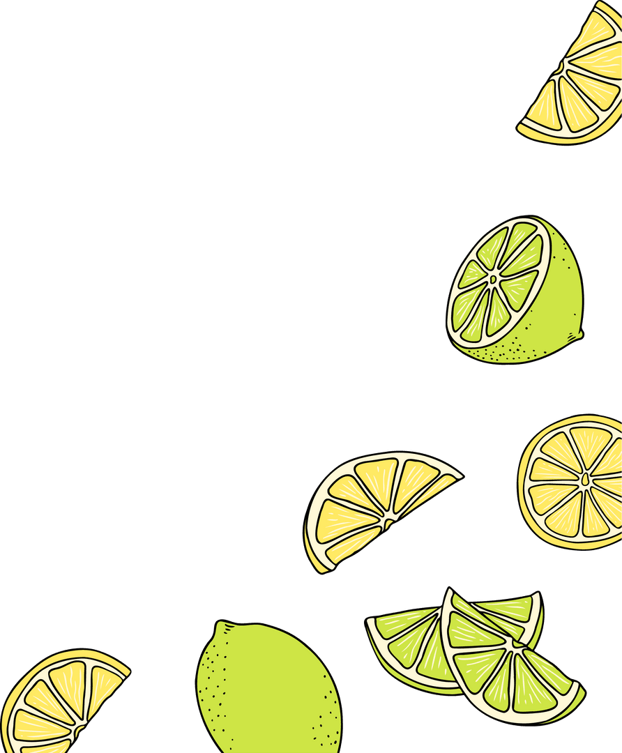 Hand-Drawn Citrus Slices on Transparent Background Illustration