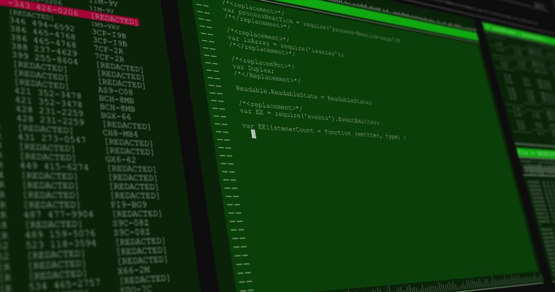Data Processing on Green and Grey Computer Screens