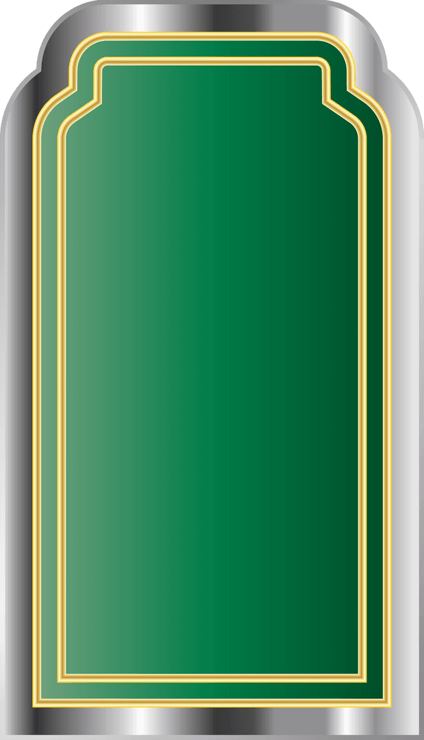 Green Tag with Metallic Border on Transparent Background