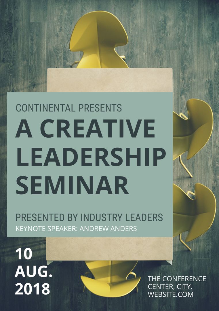 Innovative Leadership Seminar Flyer with Golden Figures Design - Download Free Stock Templates Pikwizard.com