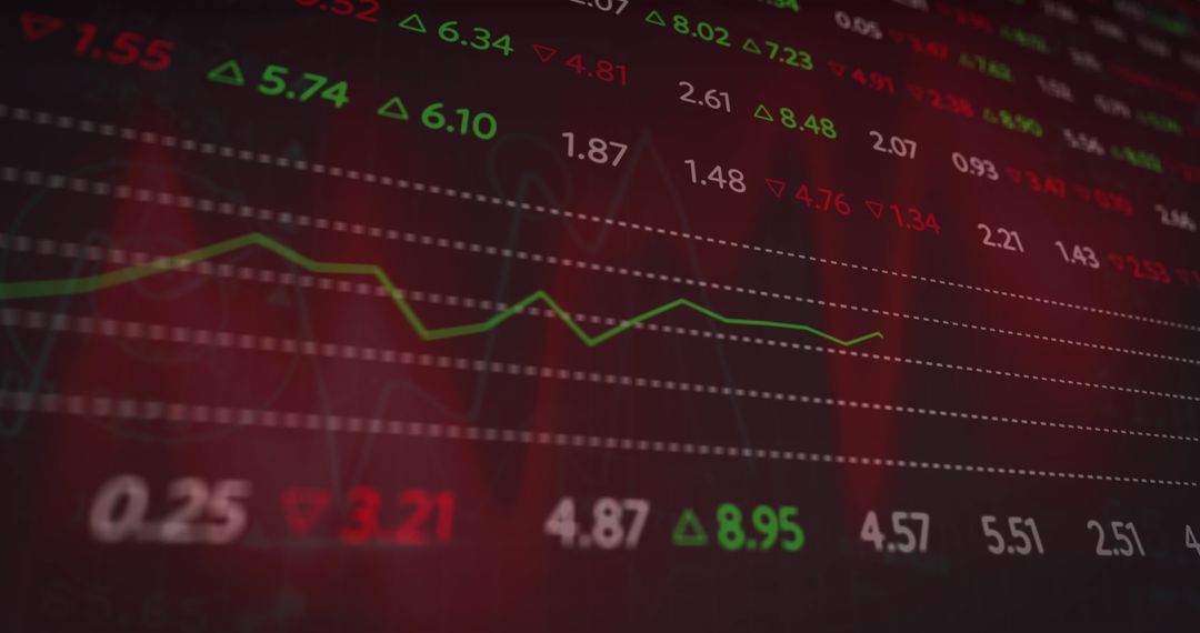 Close-up of Digital Stock Market Data Trends