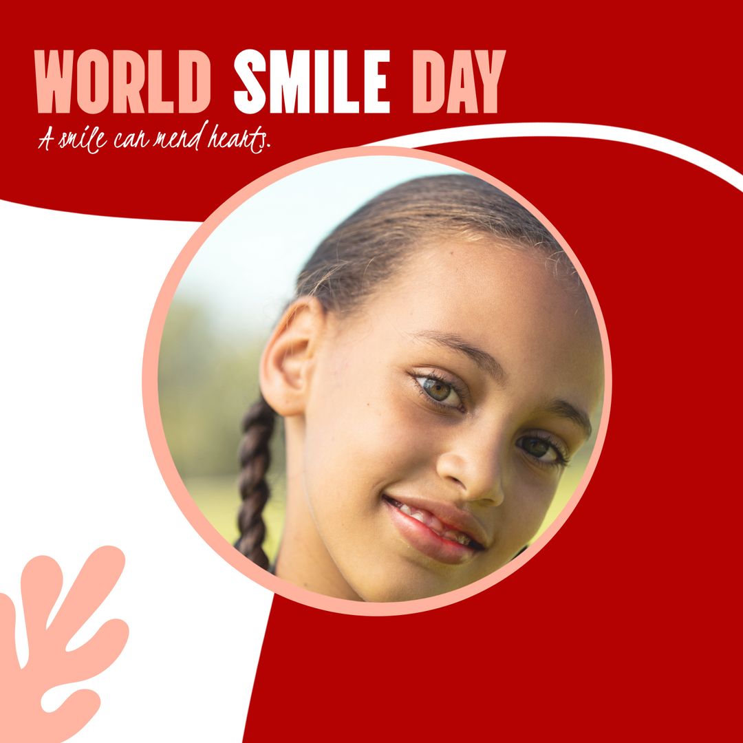 World Smile Day Celebration with Happy Girl on Bright Design - Download Free Stock Templates Pikwizard.com