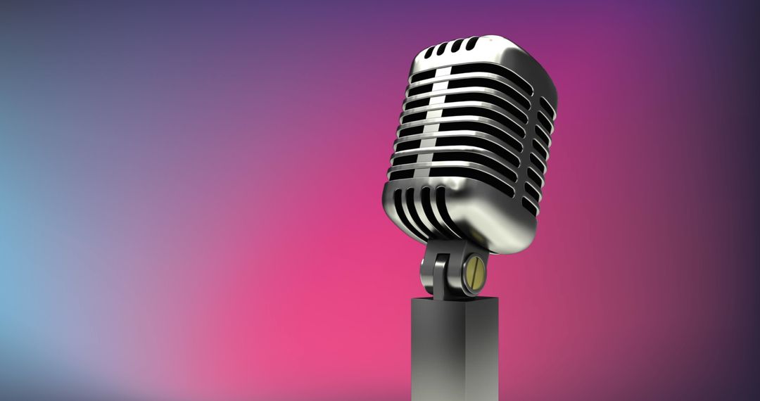 Vintage Style Microphone on Gradient Background