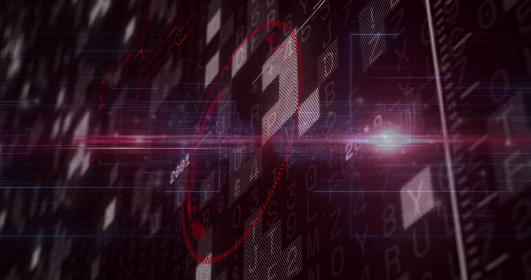 Futuristic Digital Interface with Highlighted Red Module