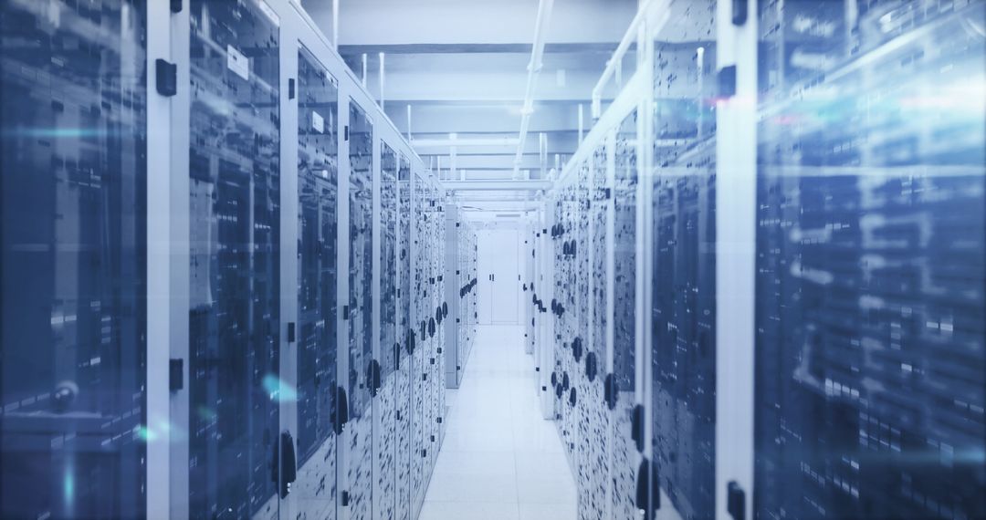 Modern Data Center Server Room with Advanced Technology