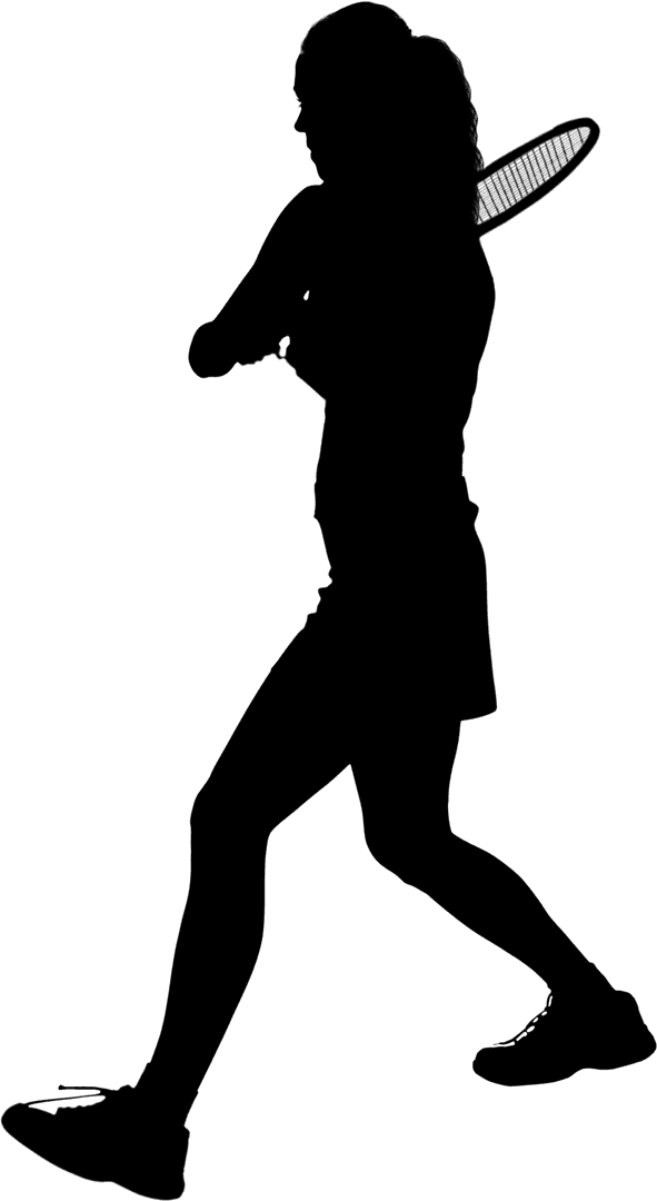 Silhouette of Female Tennis Player Transparent Background