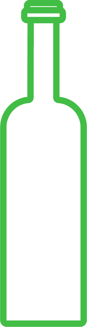 Transparent Green Wine Bottle Outline on Isolated Background