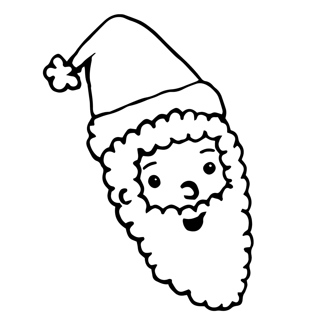 Joyful Santa Claus Cartoon Silhouette on Transparent Background