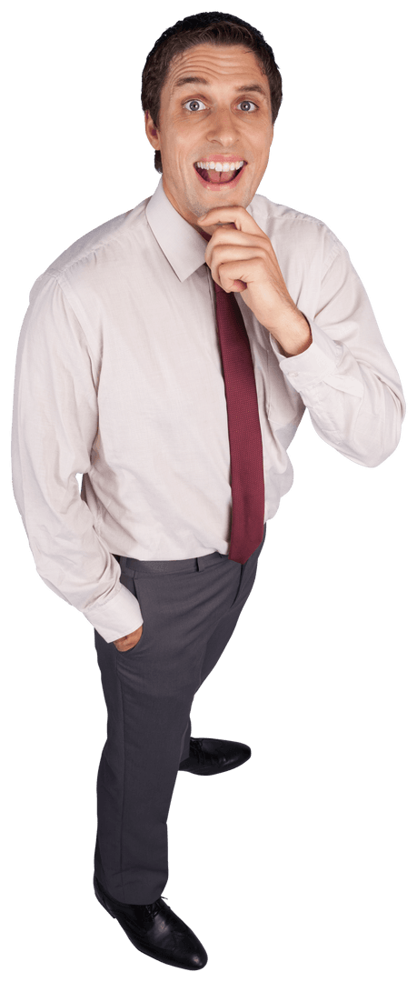 Transparent Background Businessman Idea Touching Chin