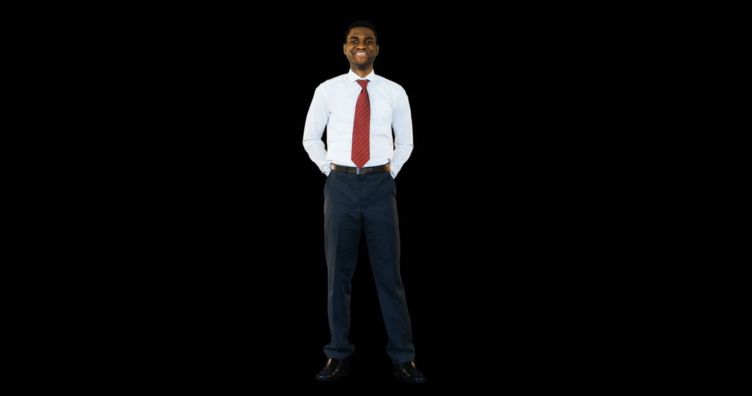 Confident Businessman in Formal Attire Smiling on Black Background - Free Images, Stock Photos and Pictures on Pikwizard.com