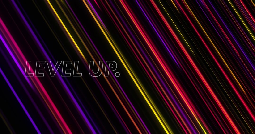 Vibrant Neon Lines with Level Up Text on Black Background