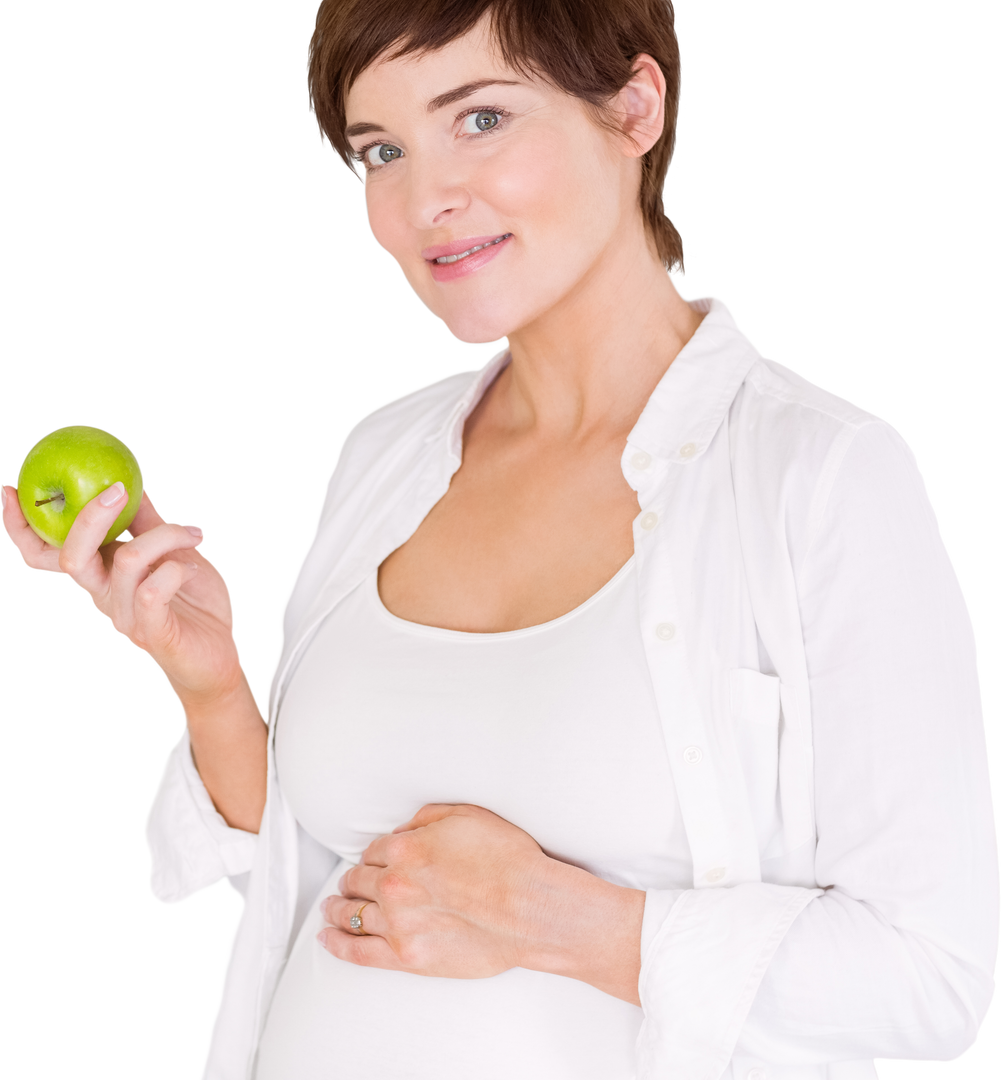 Pregnant Woman Holding Green Apple, Health Nutrition Concept, Transparent Background - Download Free Stock Images Pikwizard.com