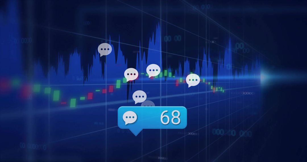 Chat Bubble over Digital Finance Dashboard with Analytics Overlay