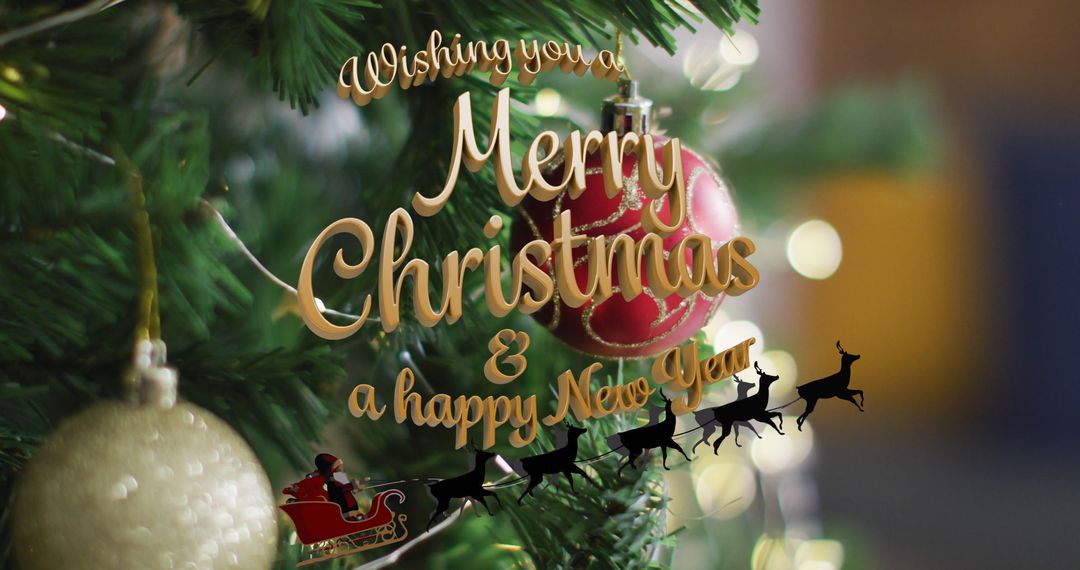 Festive Christmas Greeting with Holiday Elements on Tree