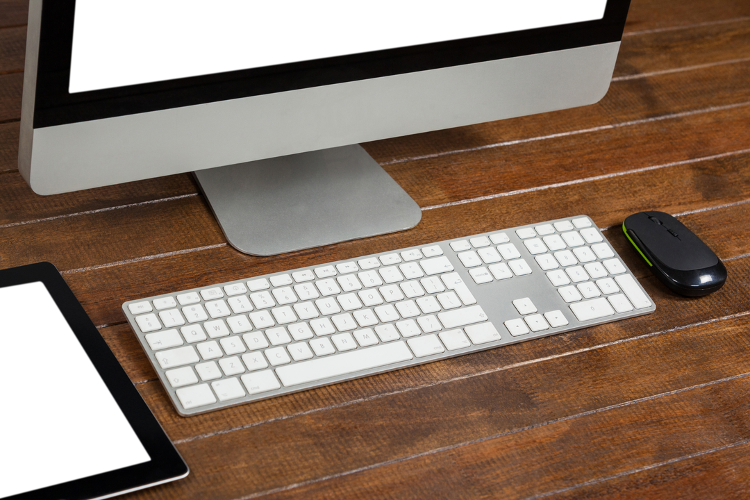 Transparent Keyboard, Mouse, and Tablet on Wooden Desk - Download Free Stock Images Pikwizard.com