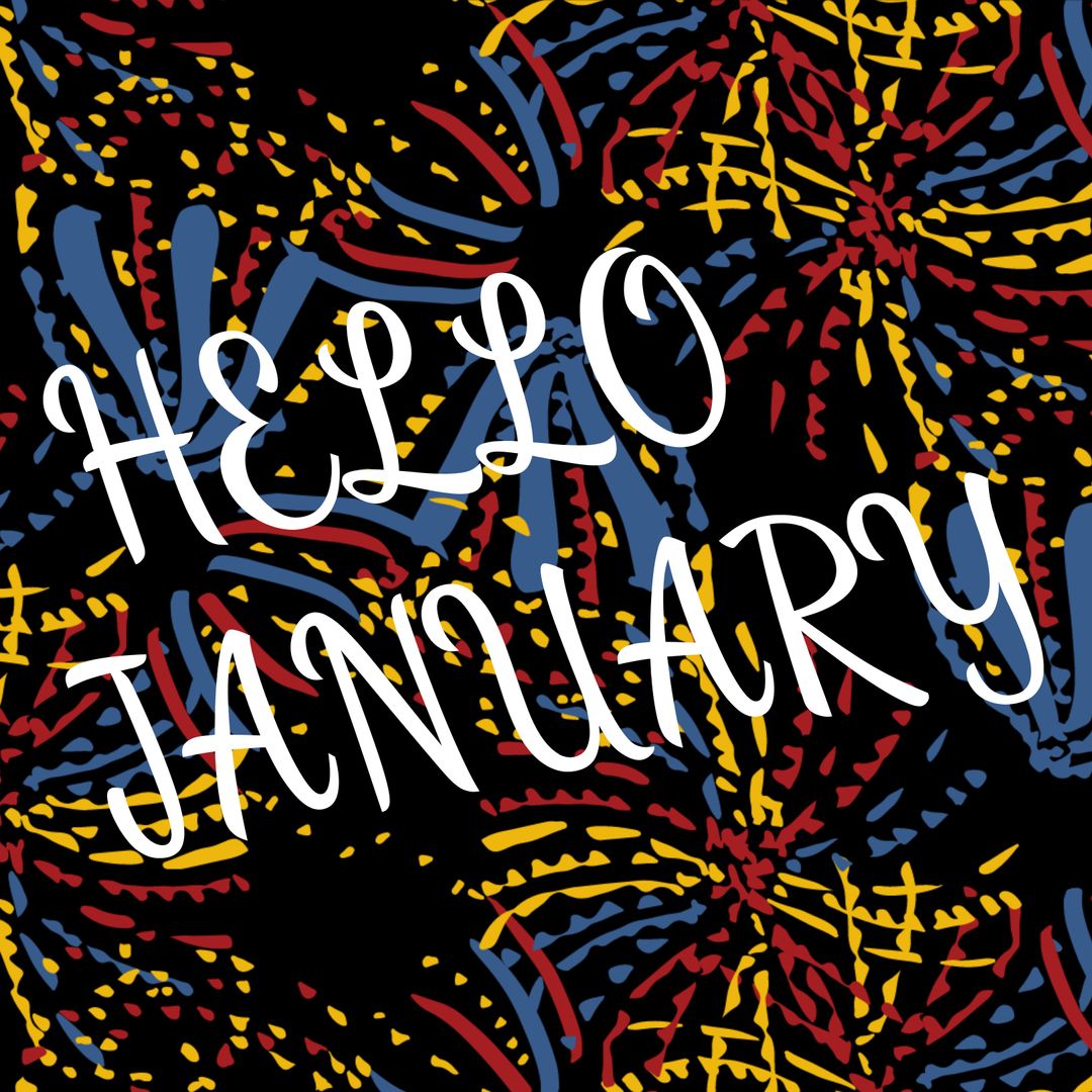 Vibrant Hello January with Exciting Fireworks Pattern