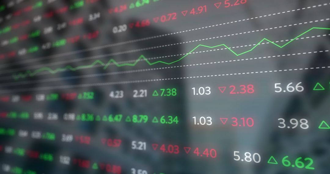 Abstract Financial Stock Market Data Display with Green Graph Line