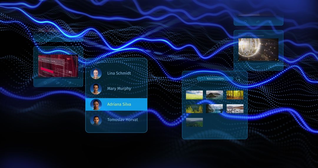 Abstract Digital Interface Featuring Social Media Posts