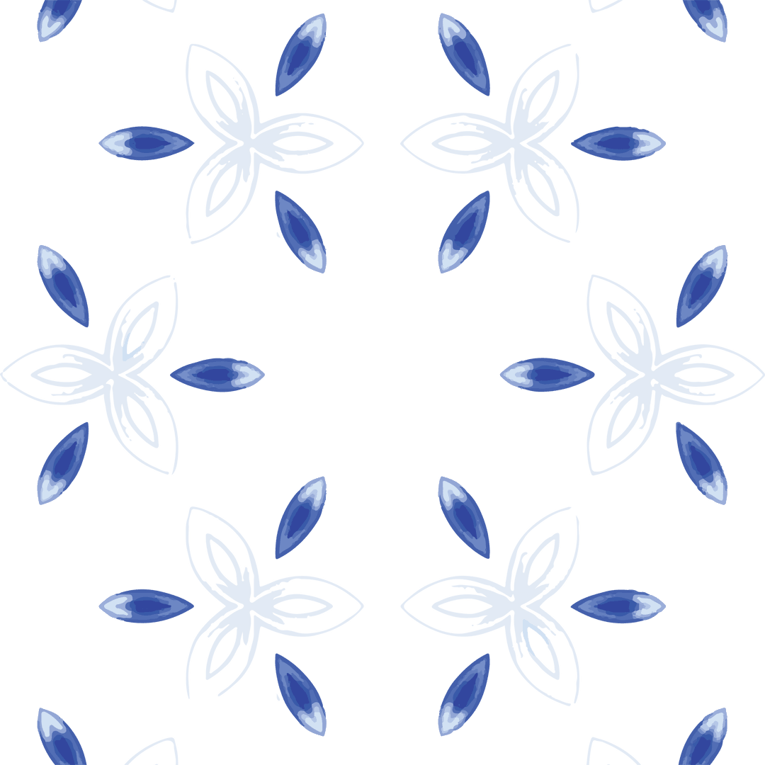 Abstract Floral Pattern, Blue Petal Design, Transparent Background