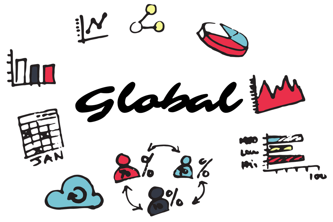 Creative Transparent Global Network and Economy Icons Illustration