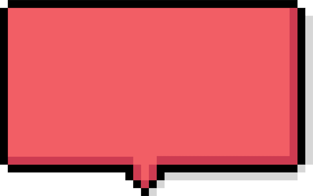 Pixel Art Red Speech Bubble Icon with Transparent Background