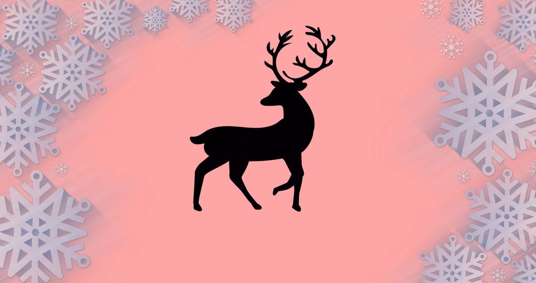 Silhouette of Reindeer with Snowflakes on Pink Background - Free Images, Stock Photos and Pictures on Pikwizard.com