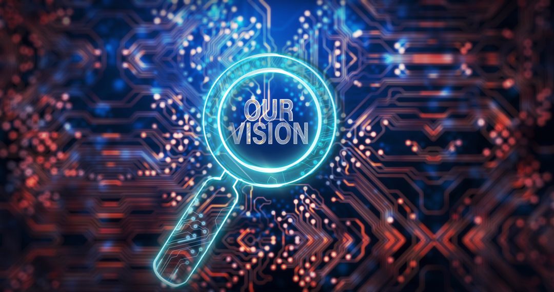 Digital Vision Magnifying Glass Over Circuit Board