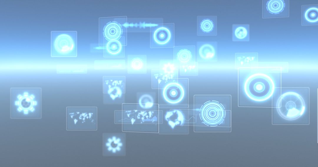 Digital Interface with Scanning Technology Over Glowing Horizon