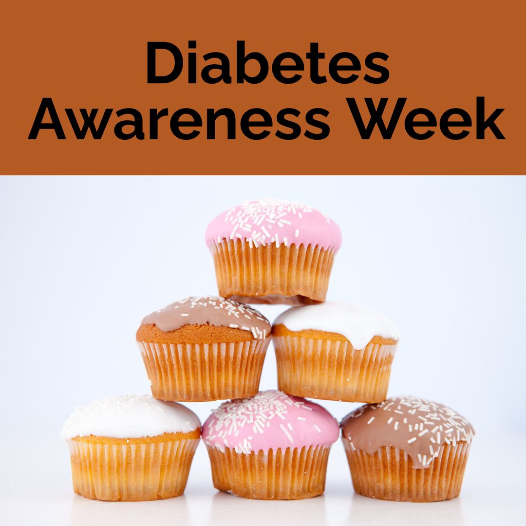 Diabetes Awareness Week Concept with Assortment of Cupcakes