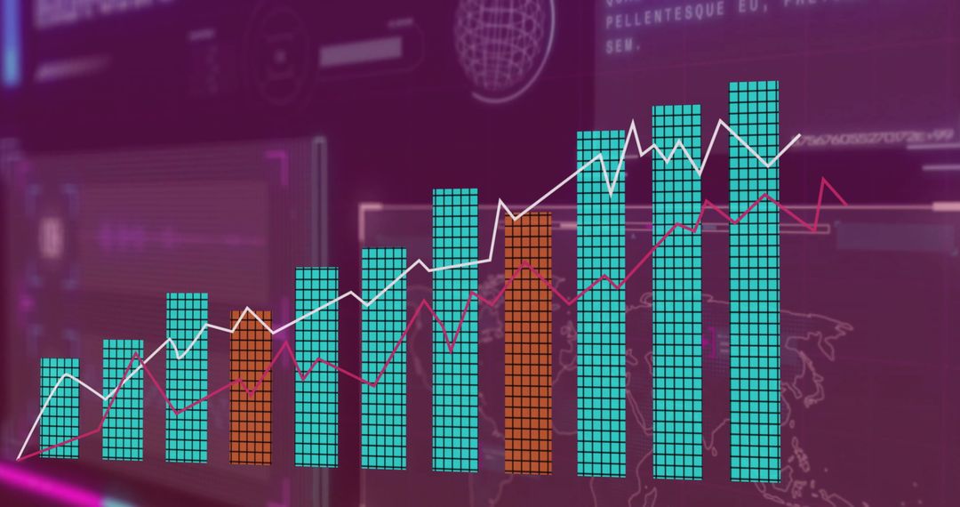 Futuristic Financial Data Visualization Chart and Global Analytics