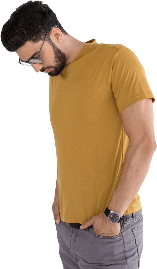 Transparent Background Stylish Man with Hands in Pockets