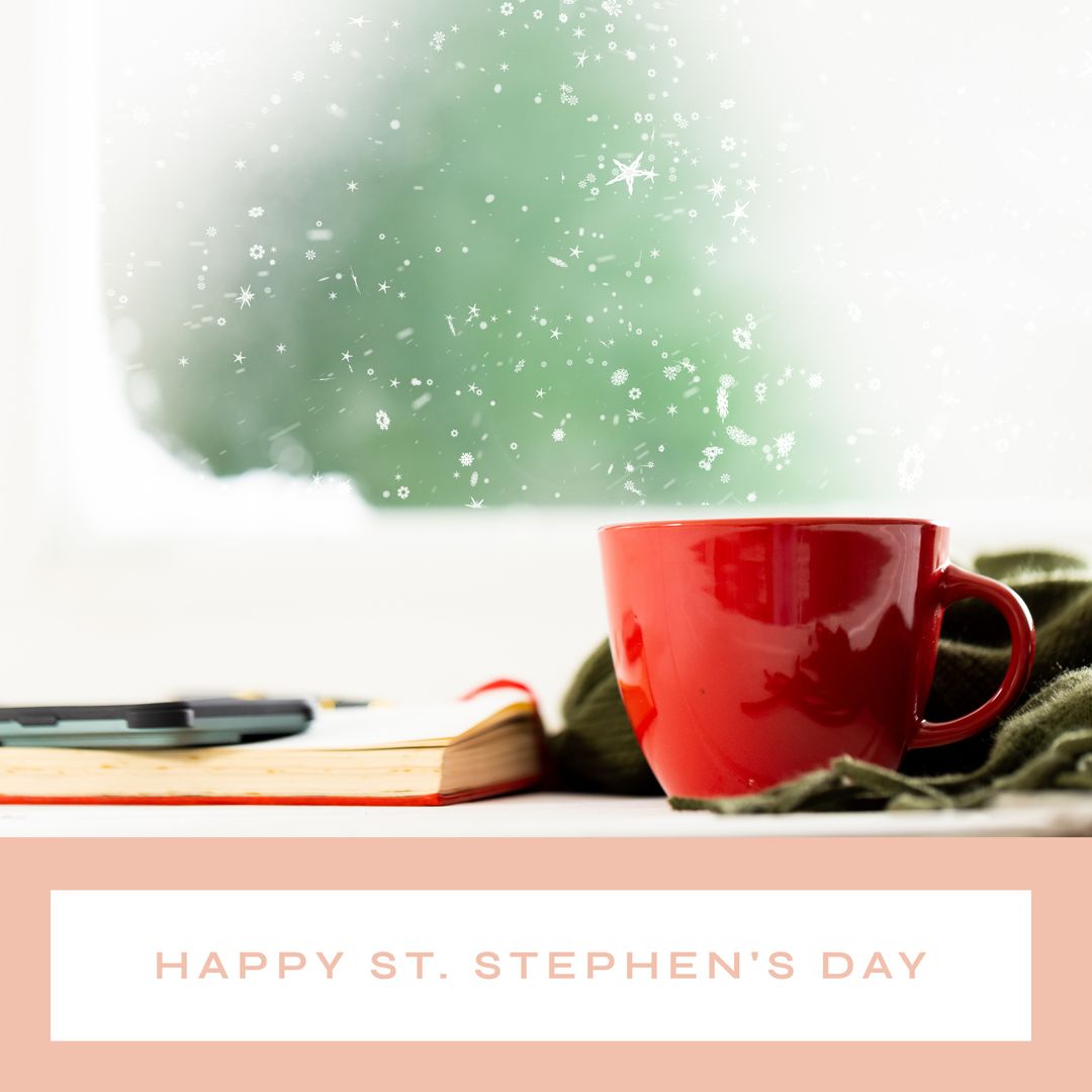 Cozy St. Stephen's Day with Coffee Mug and Books in Holiday Spirit