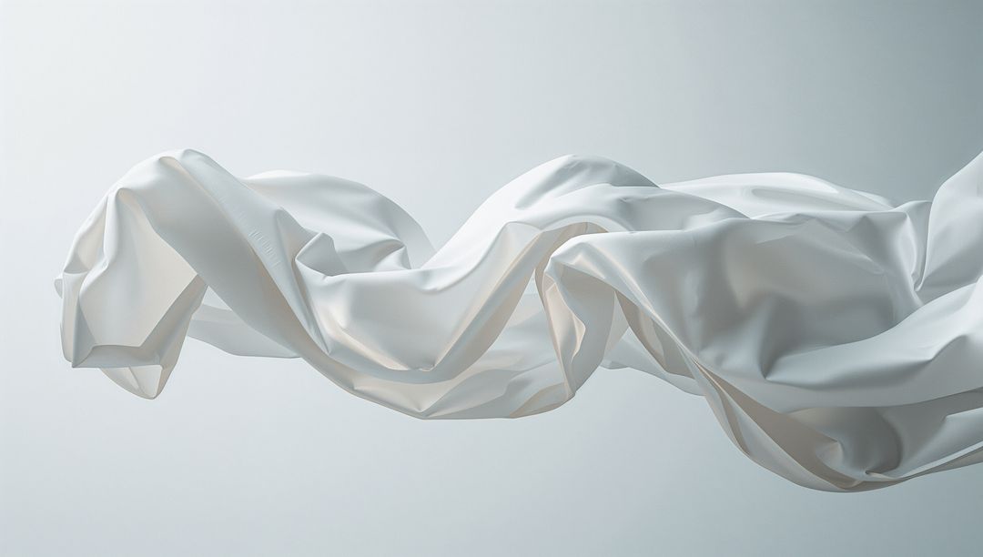 Floating White Fabric Billowing with Gentle Folds