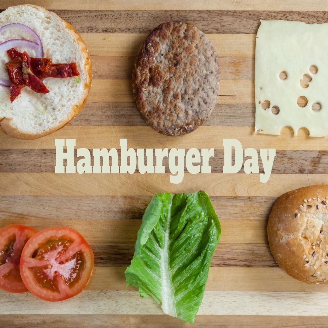 Creative Hamburger Ingredients Display for Hamburger Day